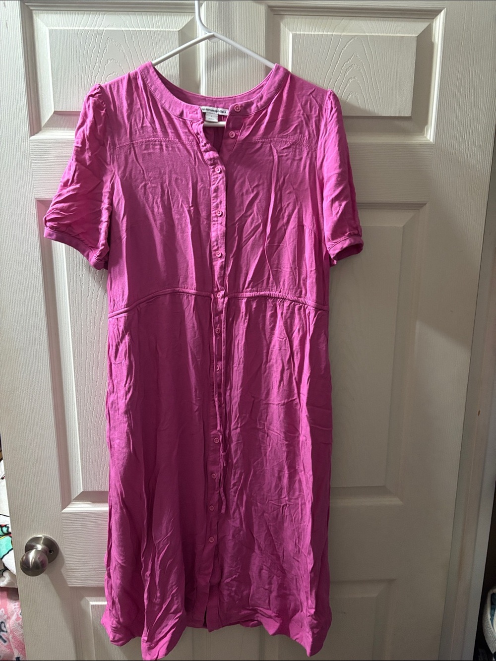 Amazon Essentials Pink Button-Front Midi Dress - Picture 9 of 9